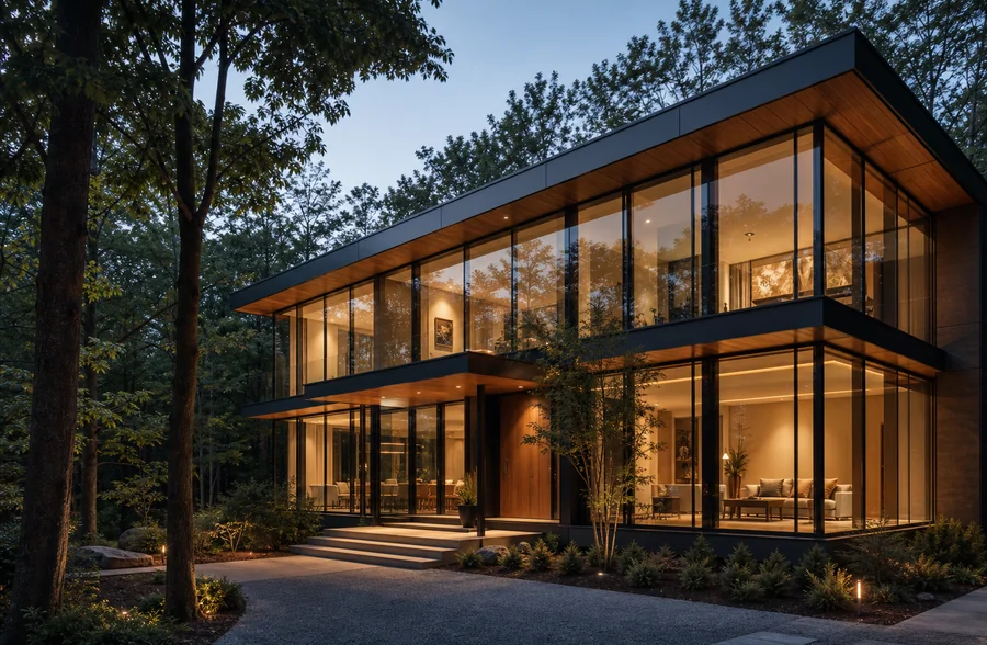 glass house front design