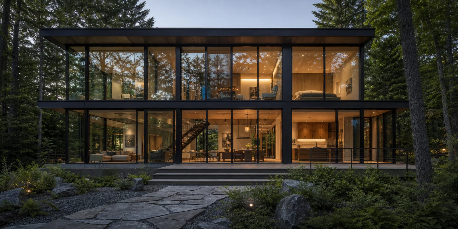 glass house front design