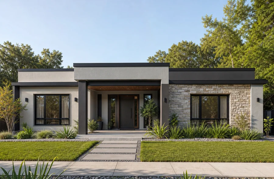 single floor house front design