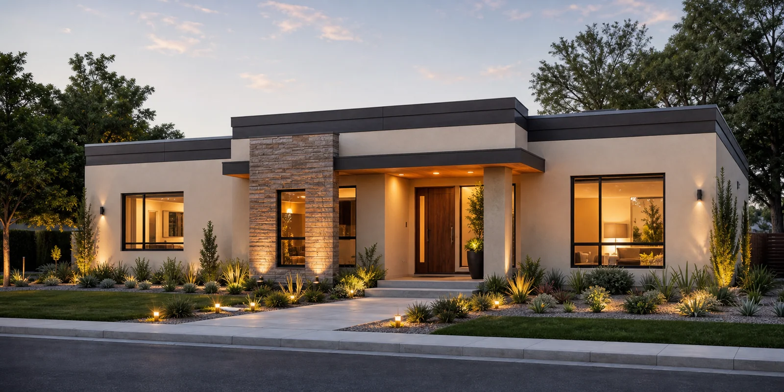 single floor house front design